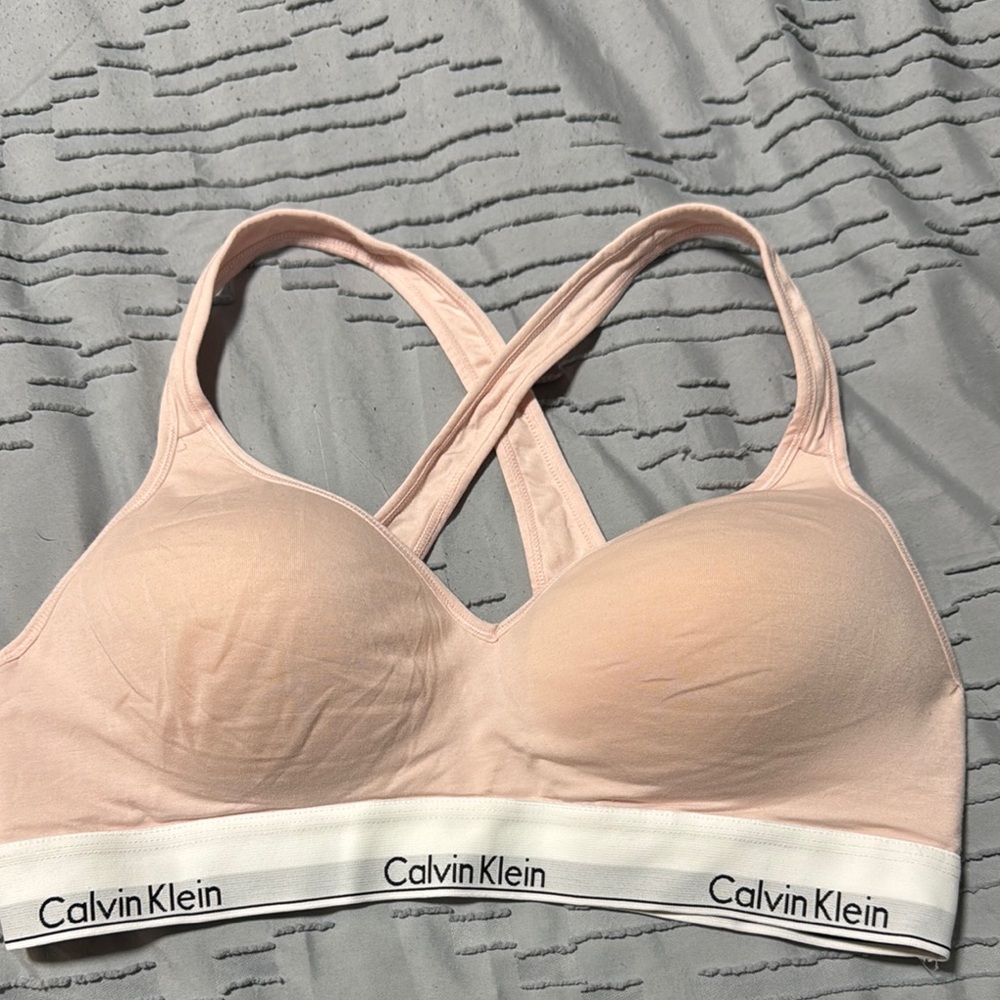 Calvin Klein Pink Wireless Bra with Criss-Cross Straps
